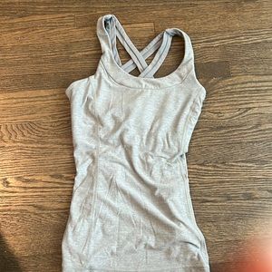Lululemon gray soft tank with mesh straps size 4